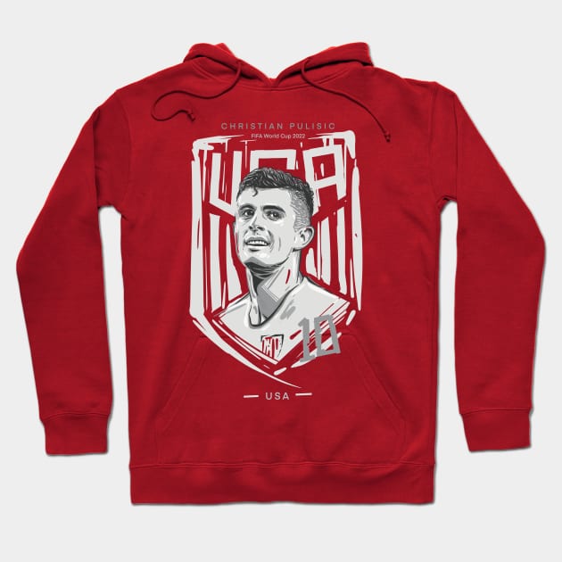 Christian Pulisic for USA 2022 Hoodie by BAJAJU